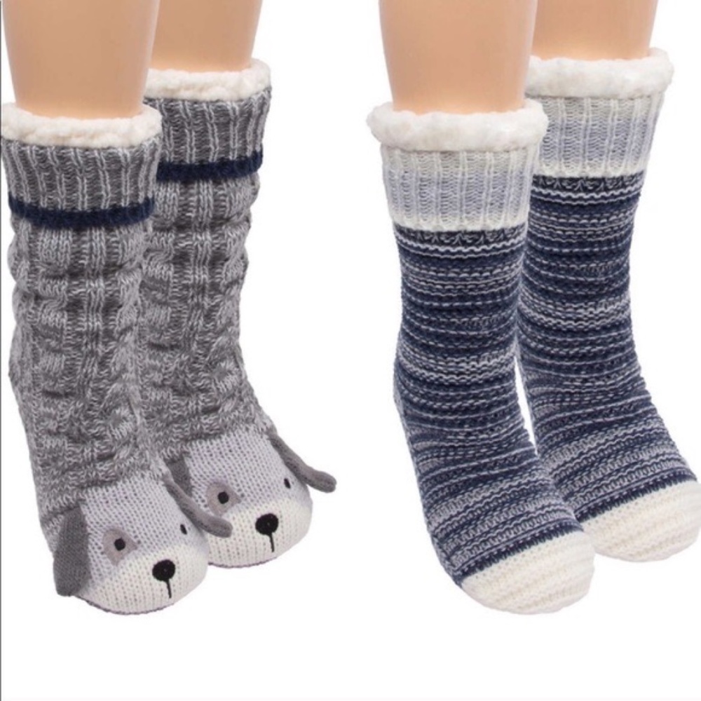 Jane & Bleecker Plushfill SOCKS 2-Pairs SLIPPERS
